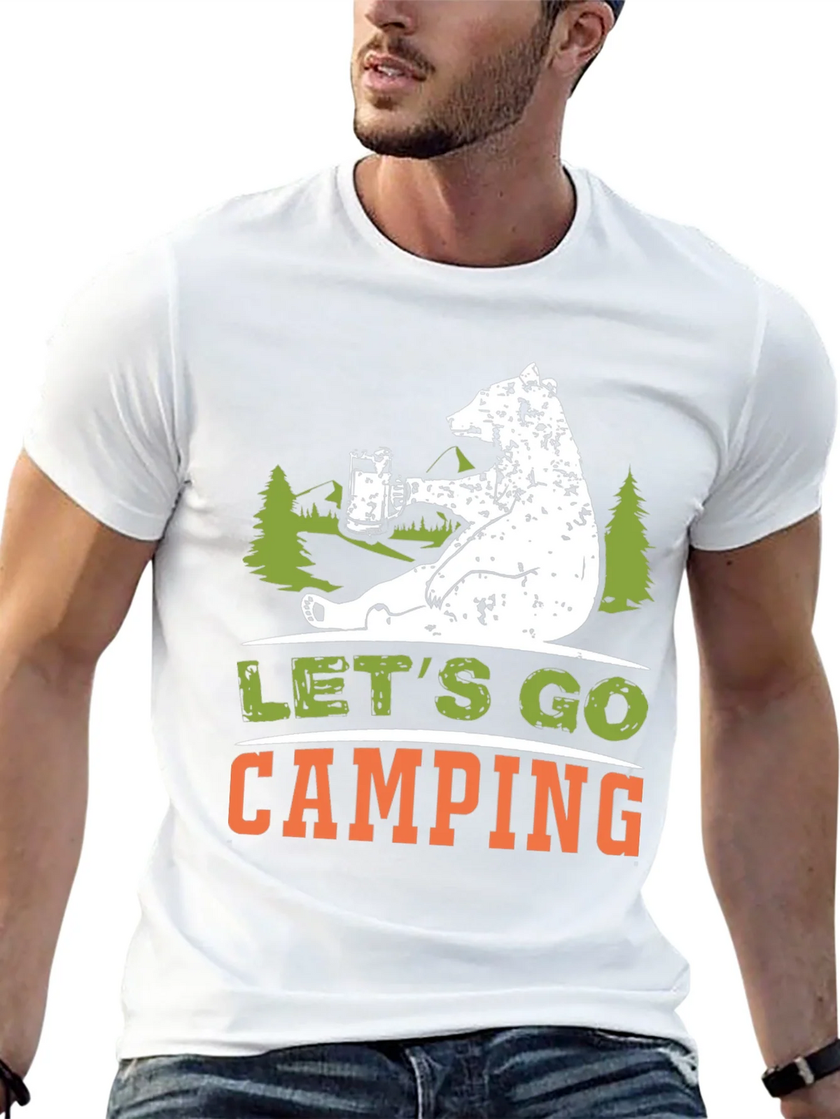 Lets Go Camping Bear Graphic T-Shirt product image 12