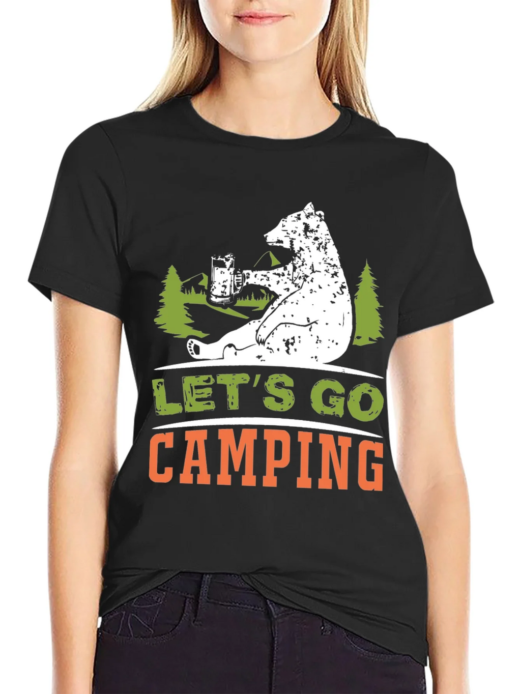 Lets Go Camping Bear Graphic T-Shirt product image 2