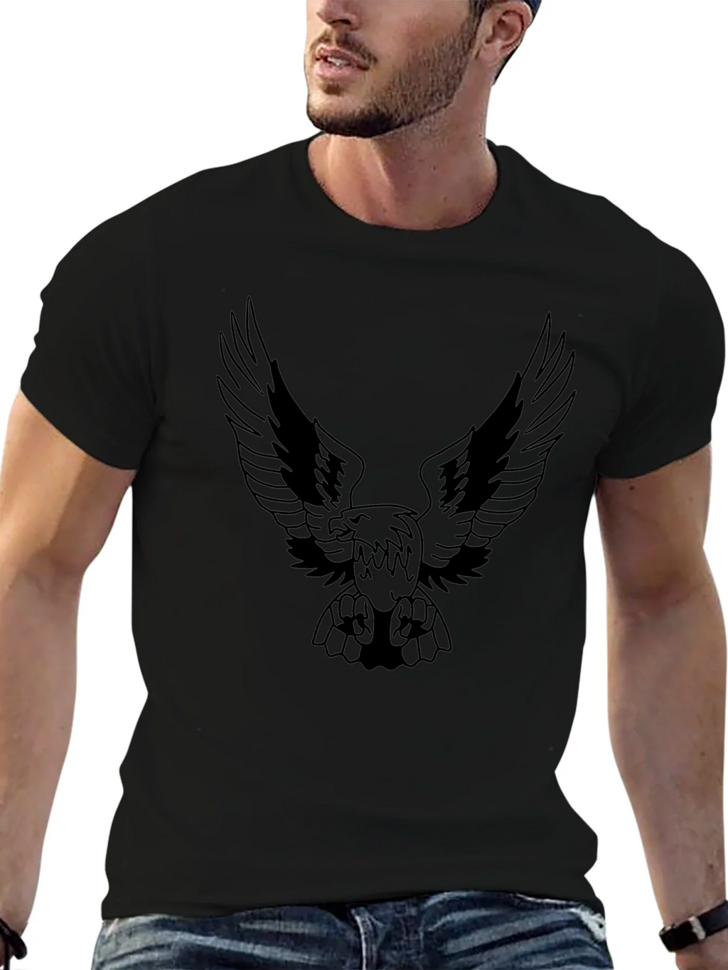Mens Black Eagle Graphic Tee - Bold Design product image 6
