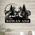Personalized Bowhunting with Name, Deer Turkey & Bass Fishing Metal Art Decor, Gift for Hunter