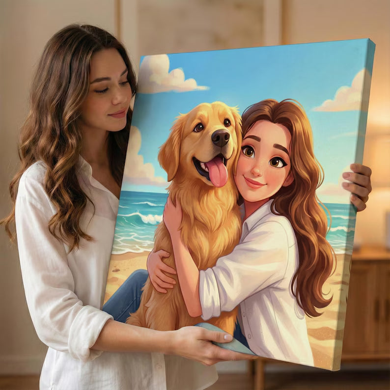 Custom Pixar-Style Cartoon Family Portrait Drawing