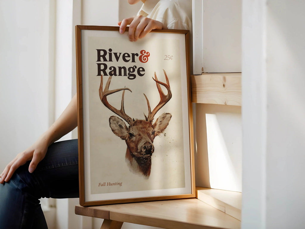 River & Range Canvas Art - Majestic Deer in Fall Hunting Unique Gift for Hunters & Fathers