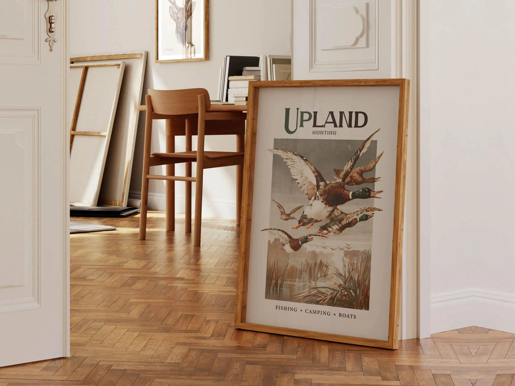 Retro Mallard Print Gift for Hunter Upland Hunting Canvas Art - Mallard Ducks in Flight Perfect Gift