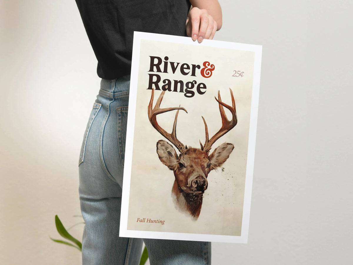 River & Range Canvas Art - Majestic Deer in Fall Hunting Unique Gift for Hunters & Fathers