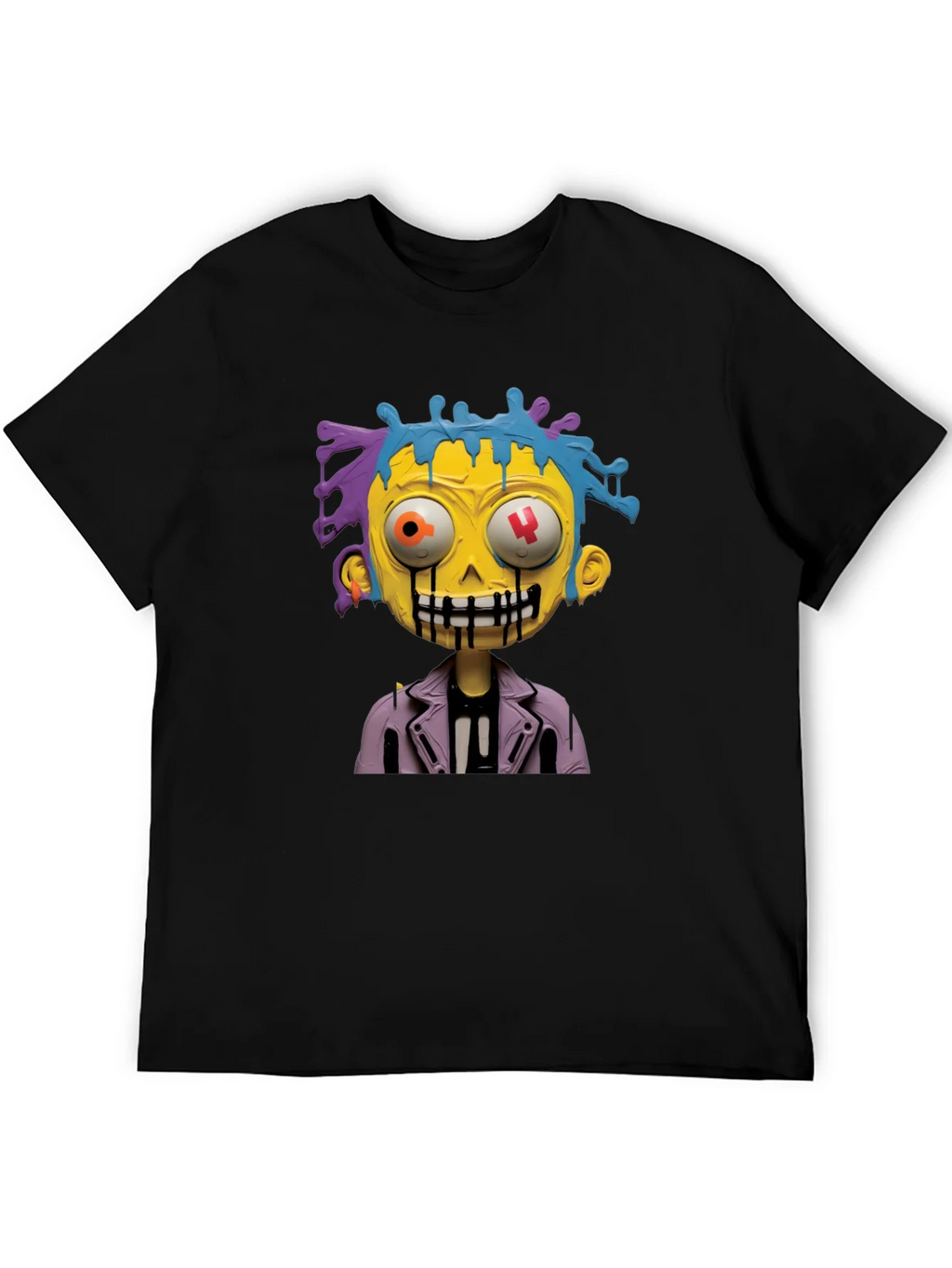 Cartoon Zombie Graphic Tee - Stylish Mens Black T-Shirt product image 5