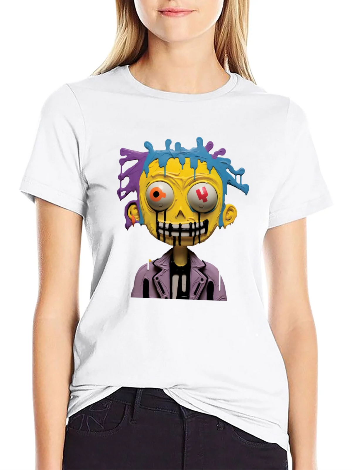 Cartoon Zombie Graphic Tee - Stylish Mens Black T-Shirt product image 8