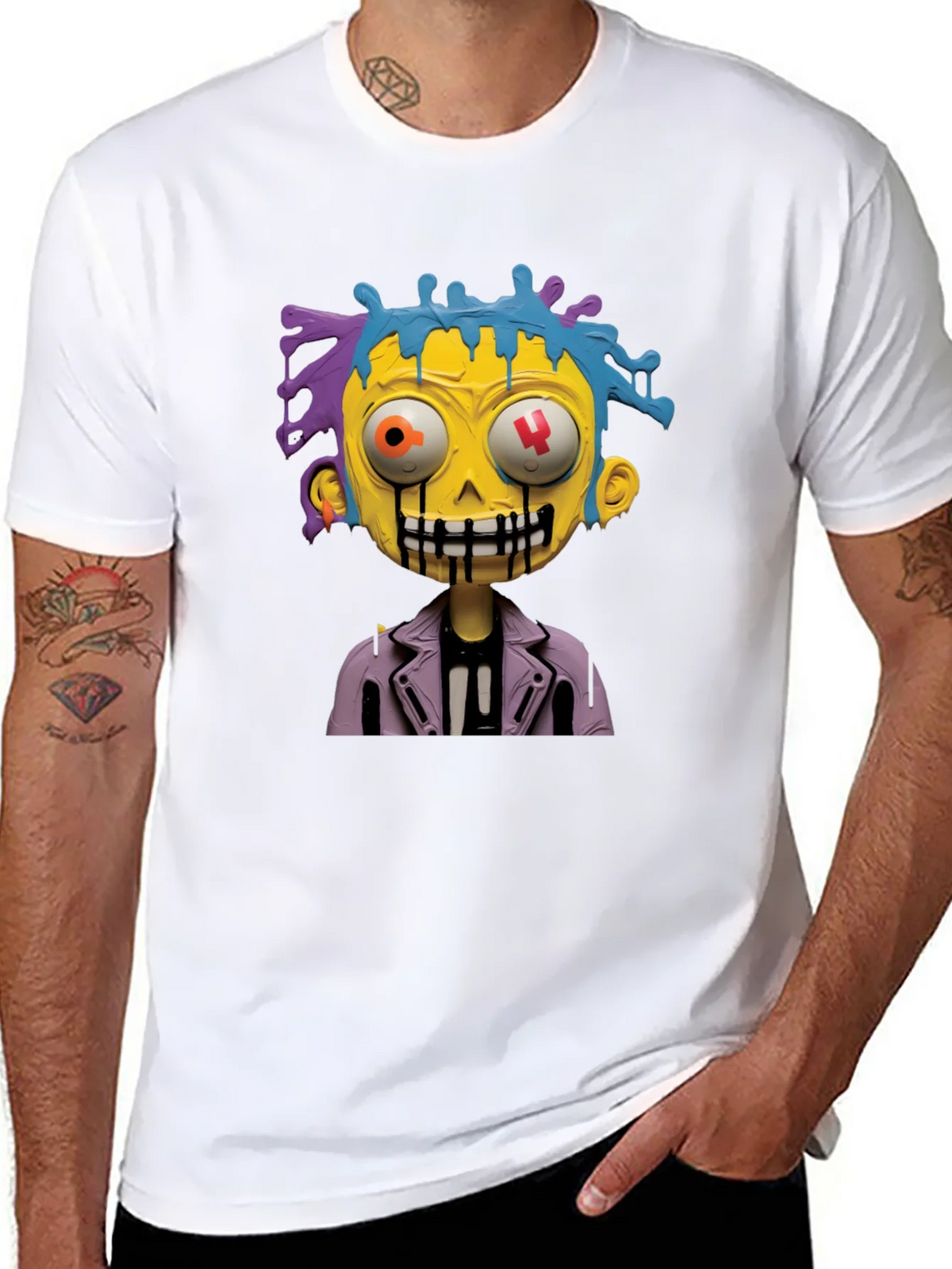 Cartoon Zombie Graphic Tee - Stylish Mens Black T-Shirt product image 7