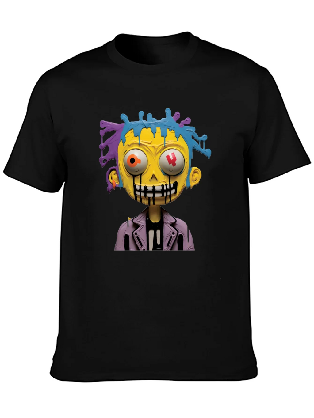 Cartoon Zombie Graphic Tee - Stylish Mens Black T-Shirt product image 3