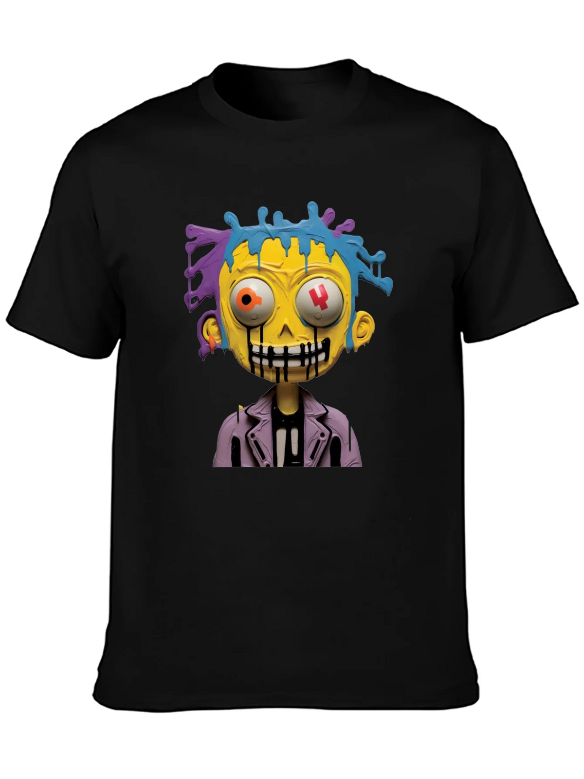 Cartoon Zombie Graphic Tee - Stylish Mens Black T-Shirt product image 3