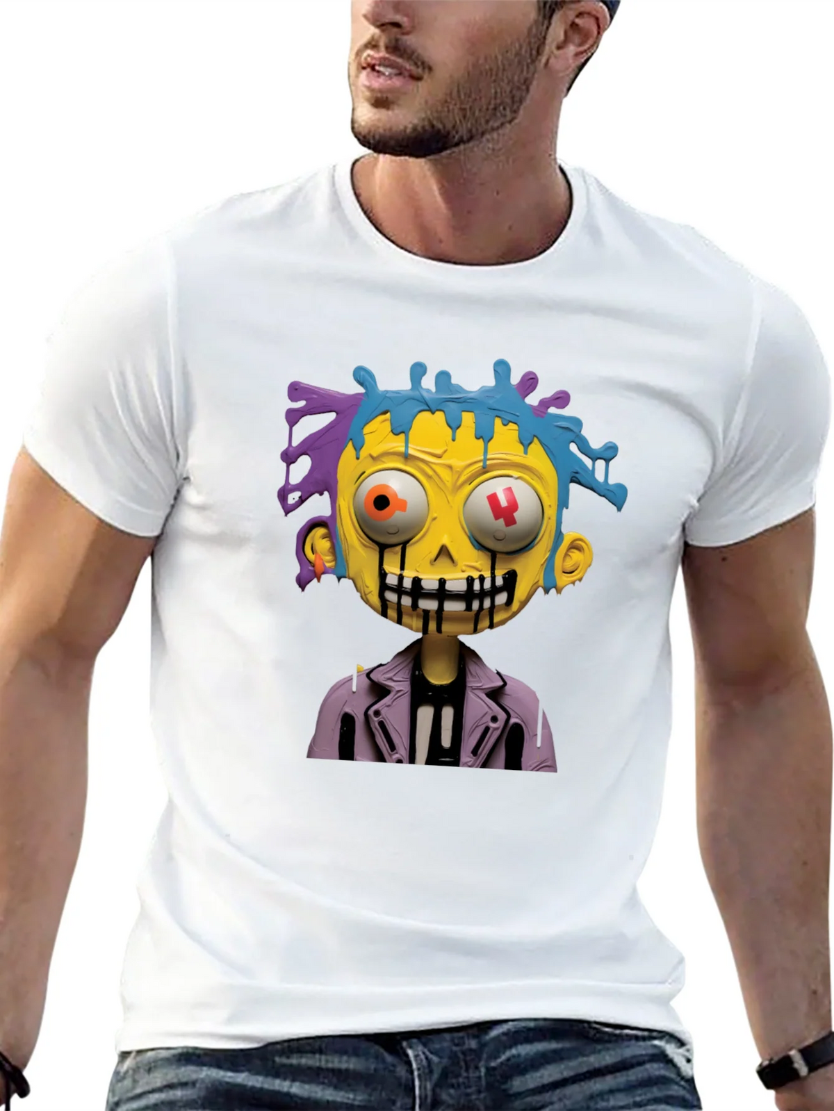 Cartoon Zombie Graphic Tee - Stylish Mens Black T-Shirt product image 12