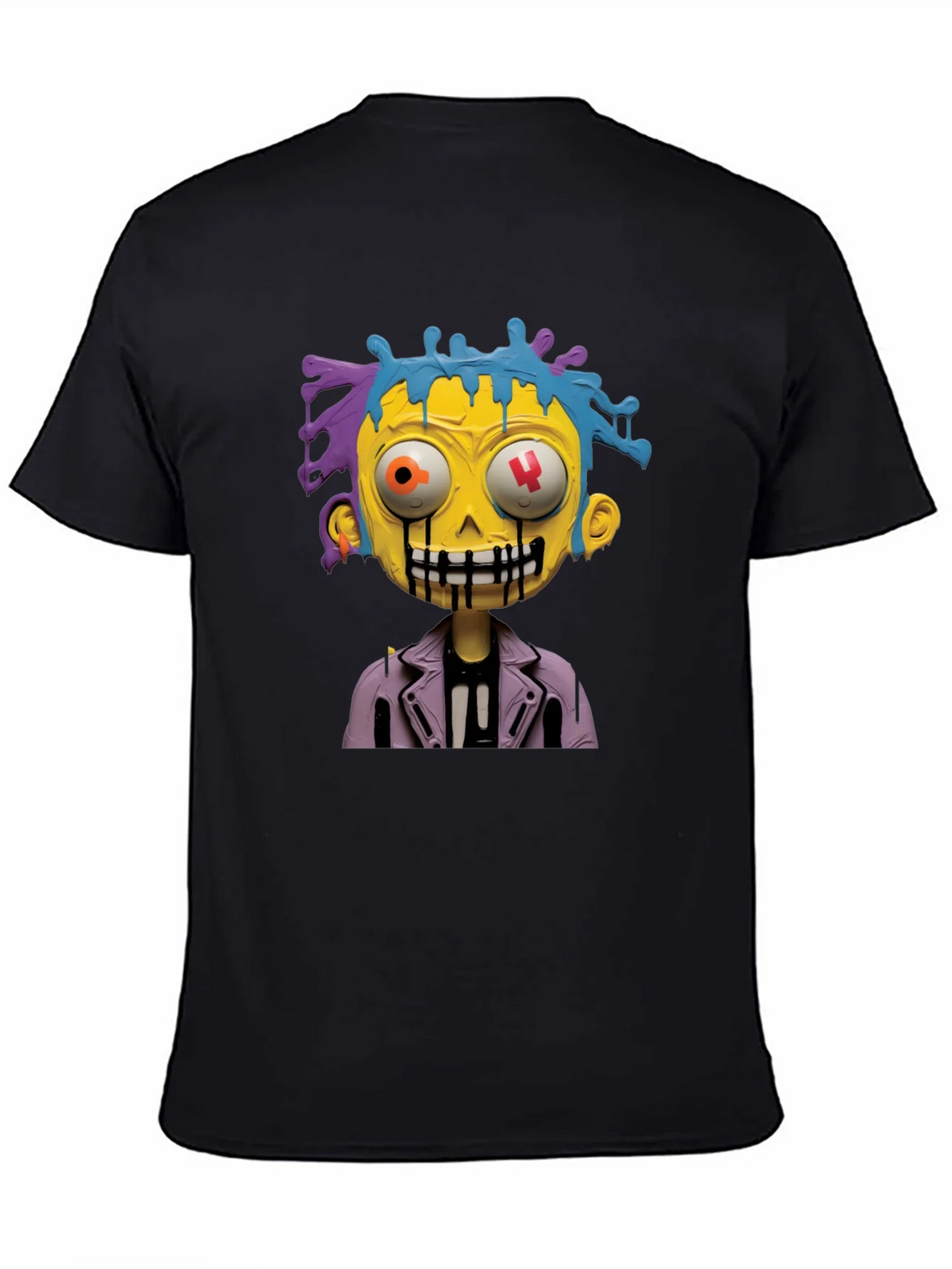 Cartoon Zombie Graphic Tee - Stylish Mens Black T-Shirt product image 4