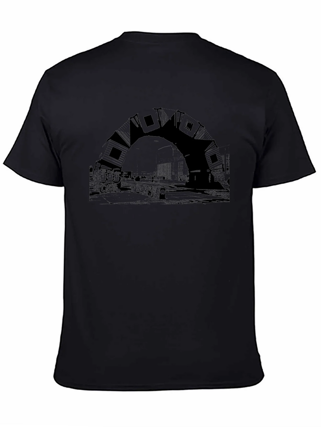 Urban Arch Black Tee - Unique Cityscape Design product image 1