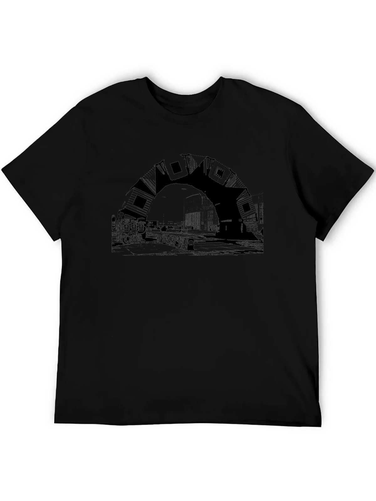 Urban Arch Black Tee - Unique Cityscape Design product image 2