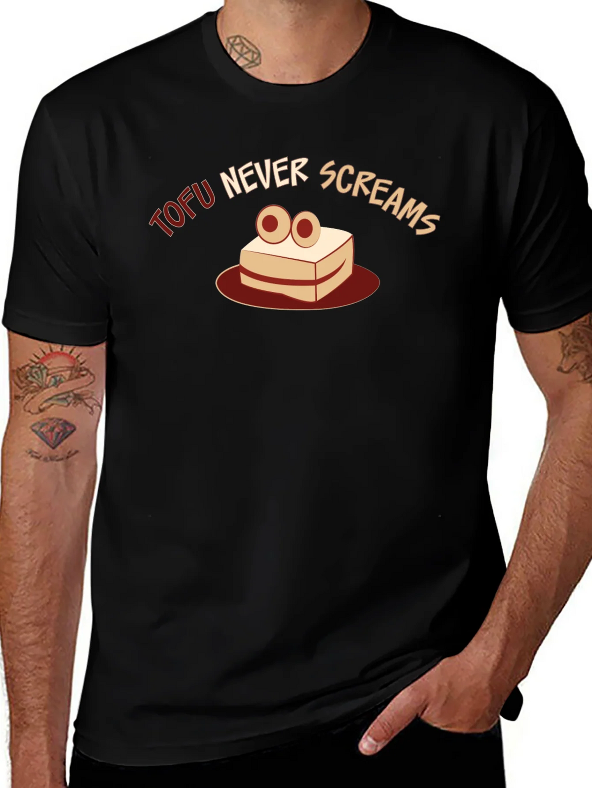 Tofu Never Screams Graphic Tee - Vegan Humor T-Shirt product image 1