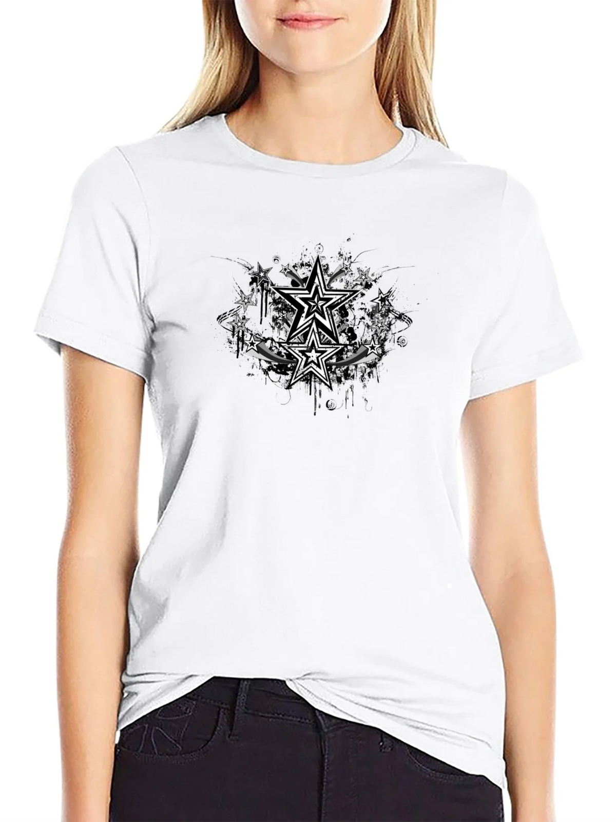 Stylish Black T-Shirt with Star Graphic Design product image 8