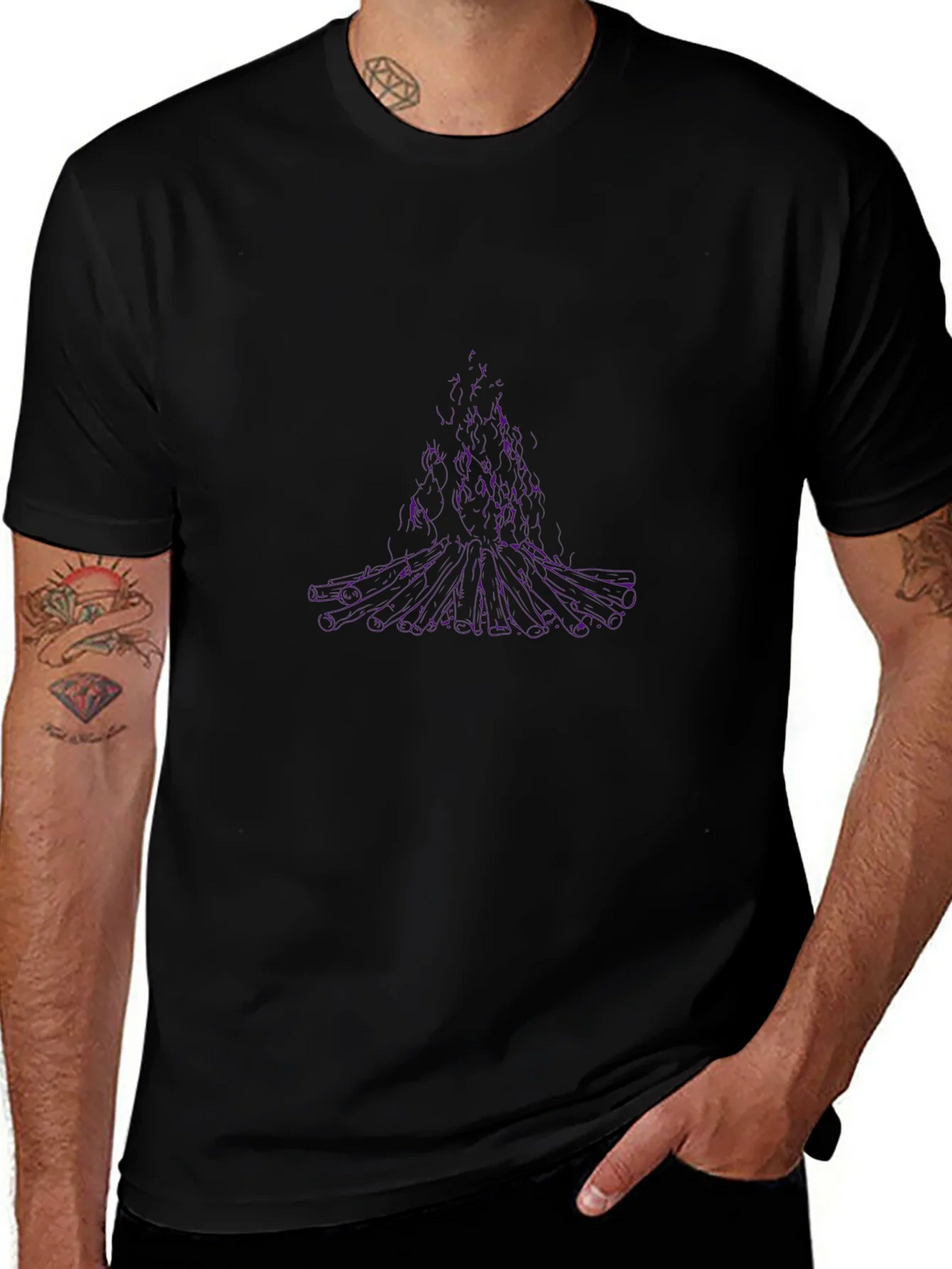 Abstract Purple Tree Graphic Black T-Shirt product image 1