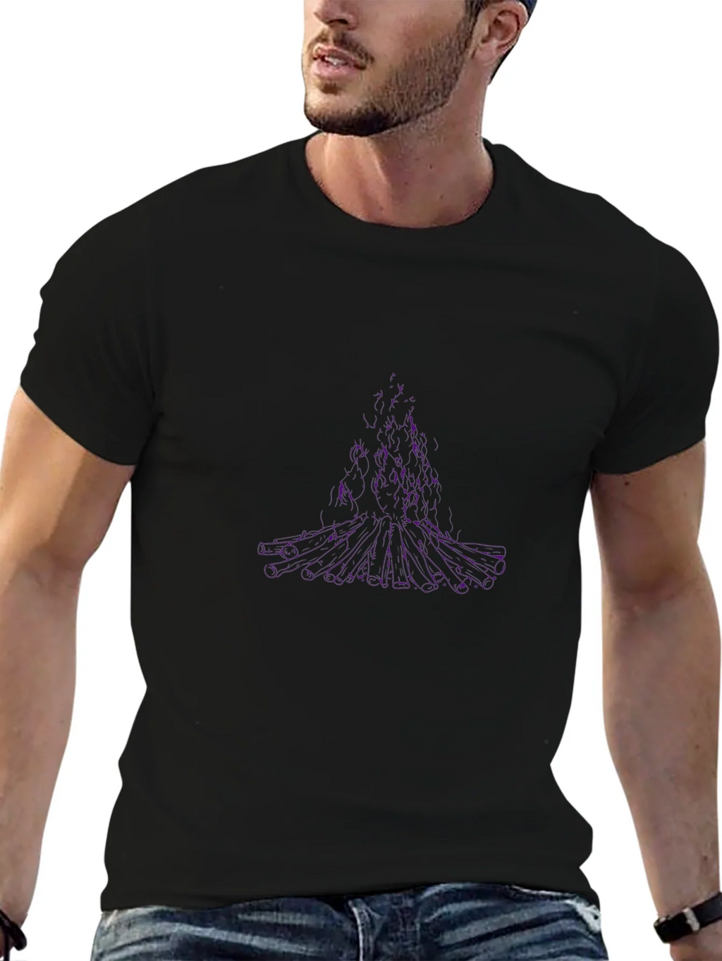 Abstract Purple Tree Graphic Black T-Shirt product image 6