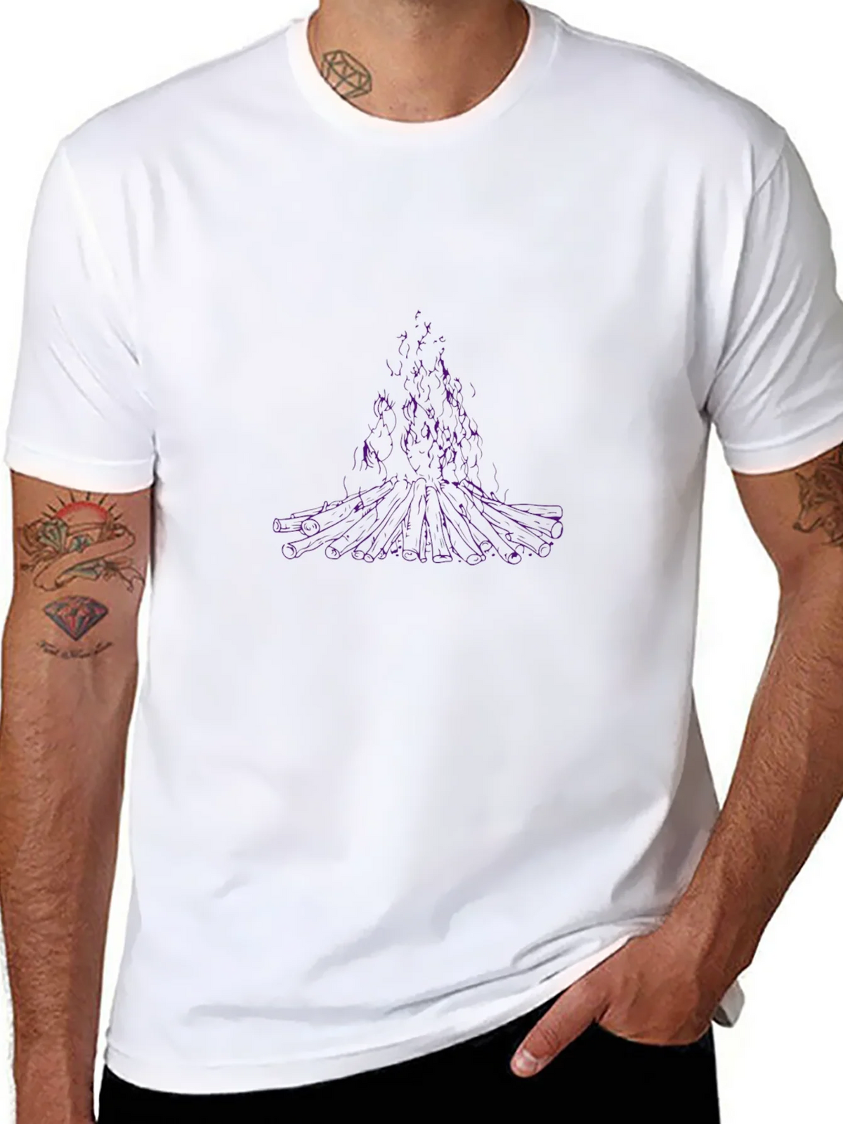 Abstract Purple Tree Graphic Black T-Shirt product image 7