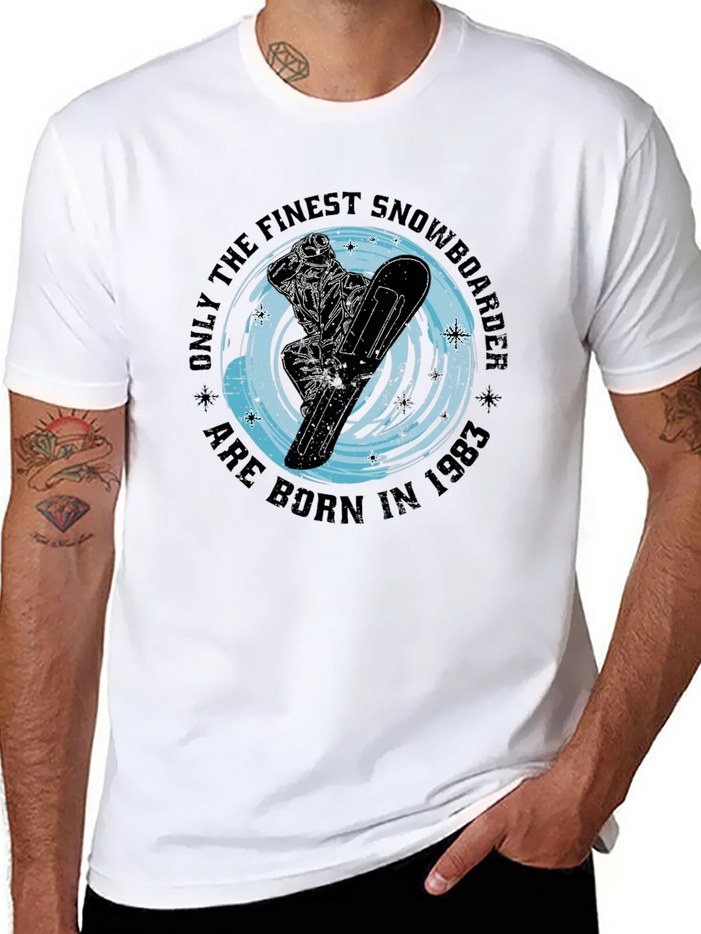 Finest Snowboarder Born in 1983 Black T-Shirt product image 7