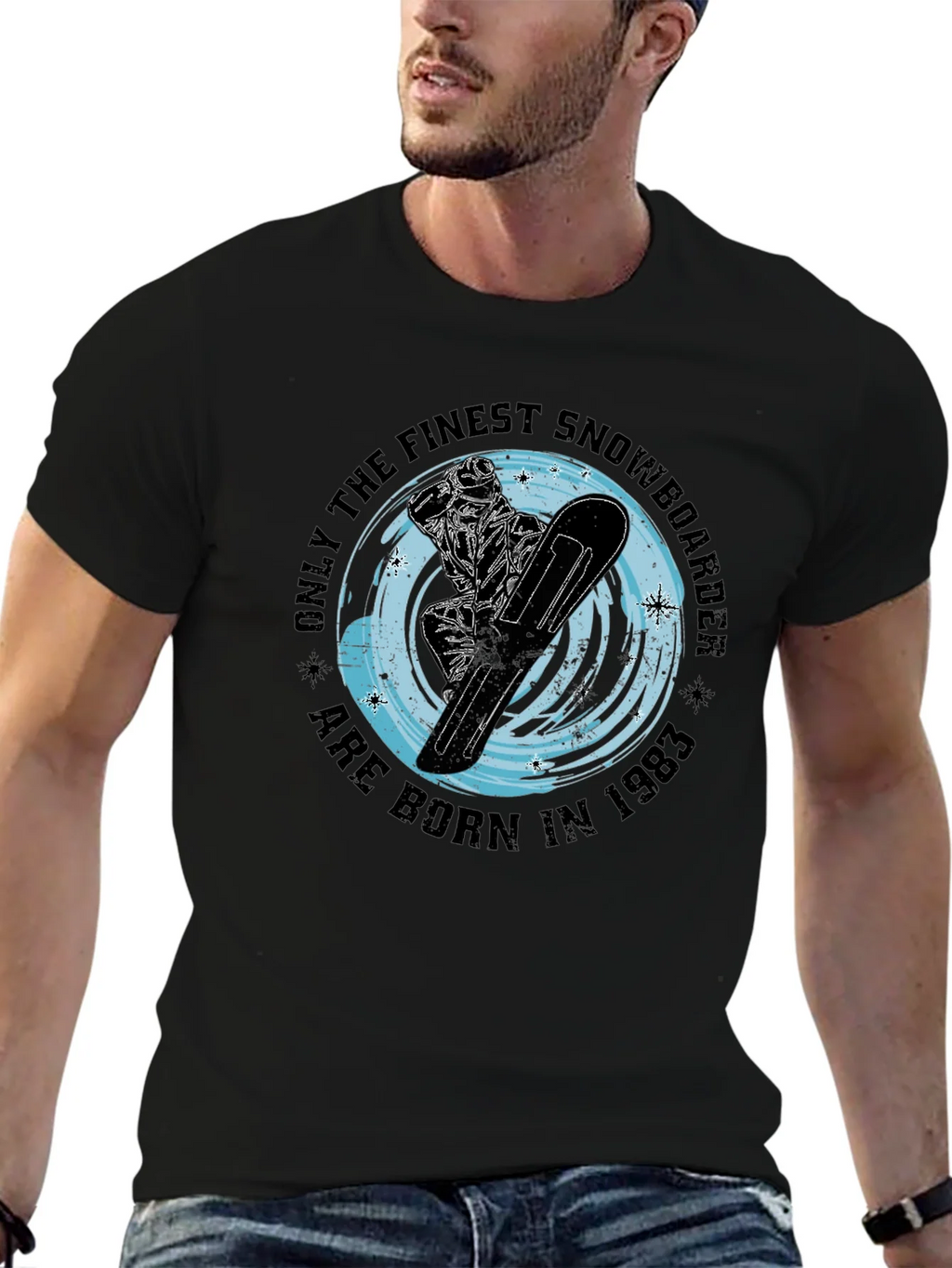 Finest Snowboarder Born in 1983 Black T-Shirt product image 6