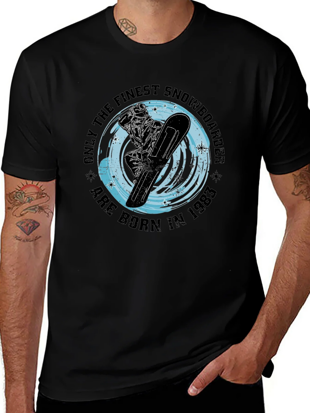 Finest Snowboarder Born in 1983 Black T-Shirt product image 1