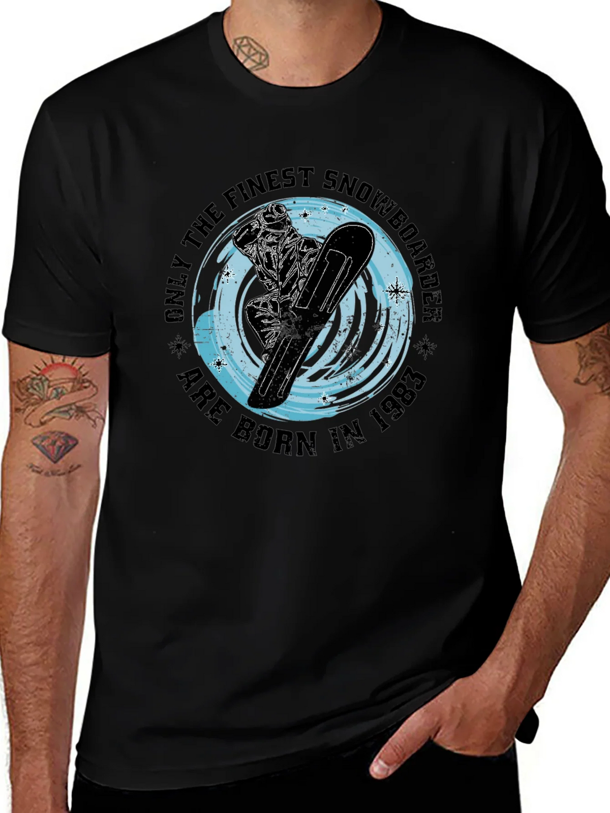 Finest Snowboarder Born in 1983 Black T-Shirt product image 1