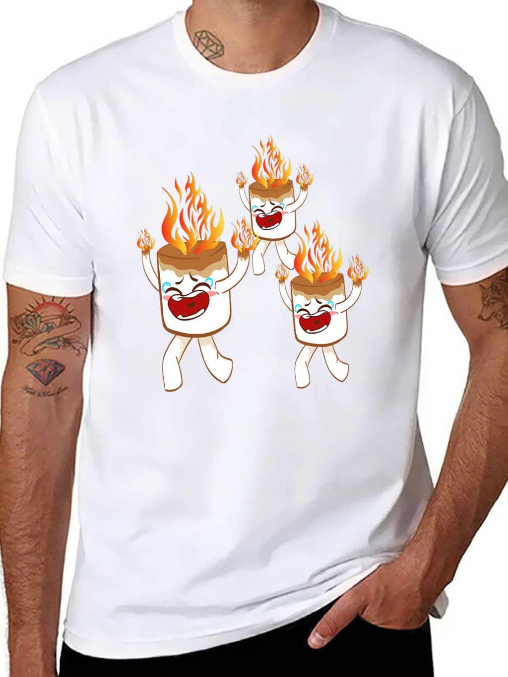 Funny Marshmallow On Fire Graphic Tee product image 7