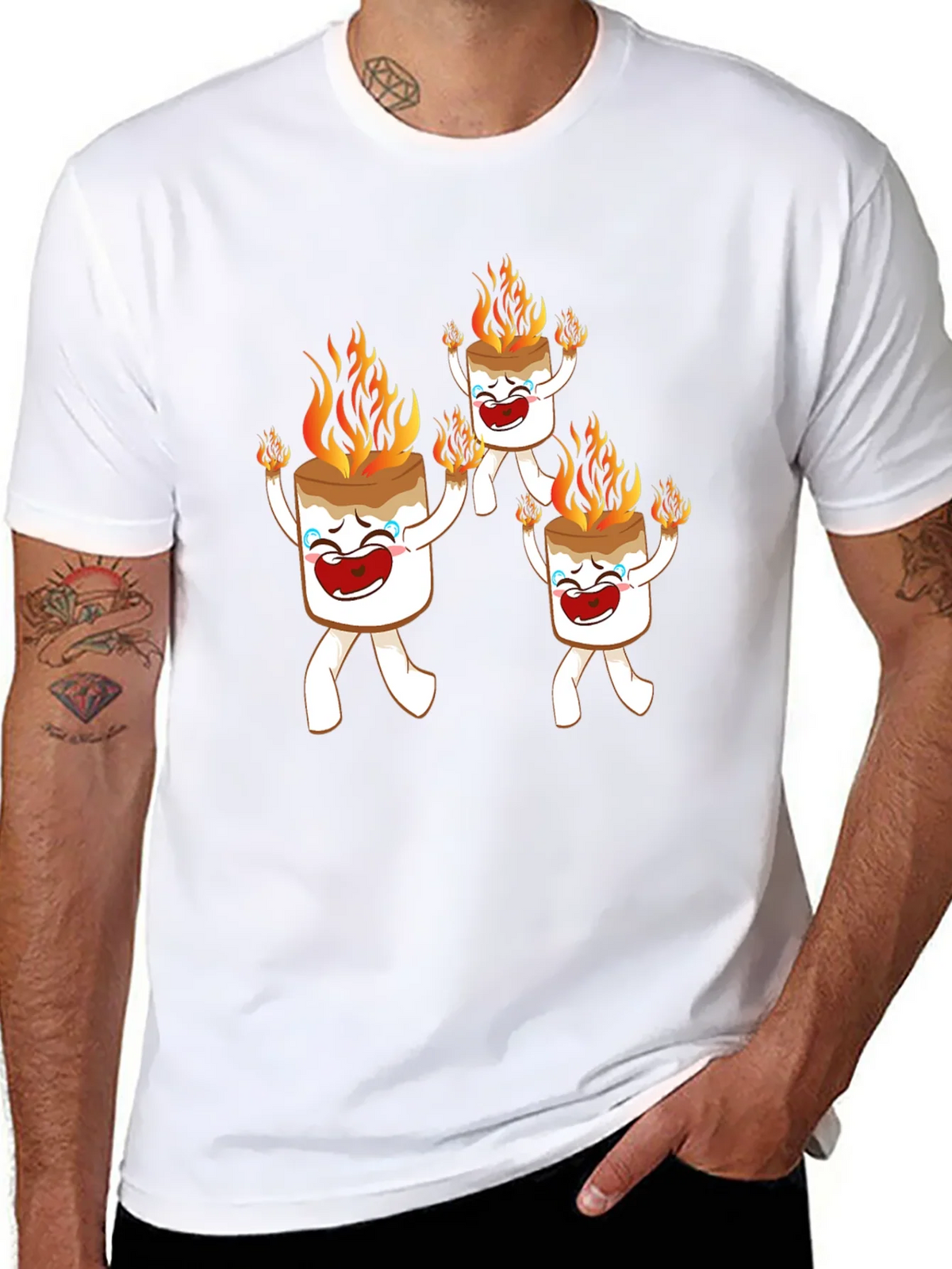 Funny Marshmallow On Fire Graphic Tee product image 7