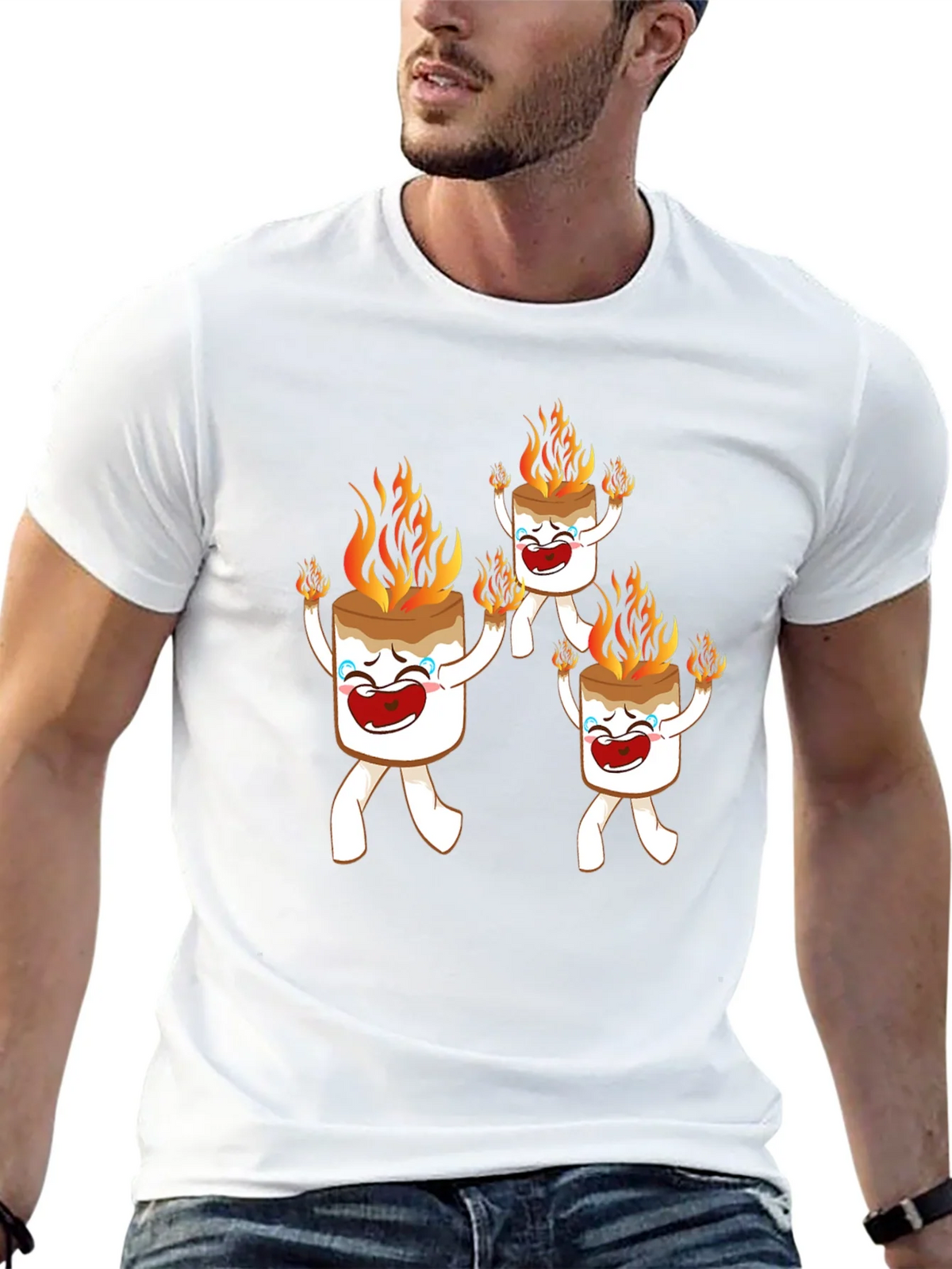 Funny Marshmallow On Fire Graphic Tee product image 12