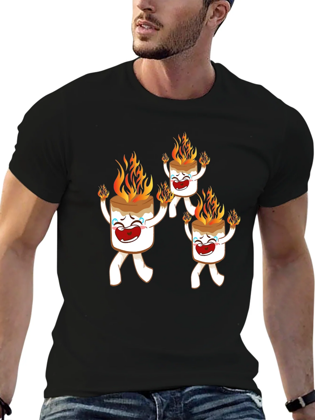 Funny Marshmallow On Fire Graphic Tee product image 6