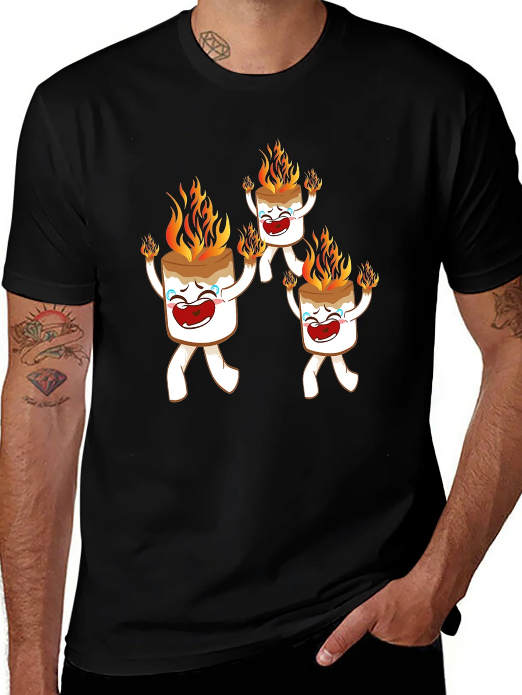 Funny Marshmallow On Fire Graphic Tee product image 1