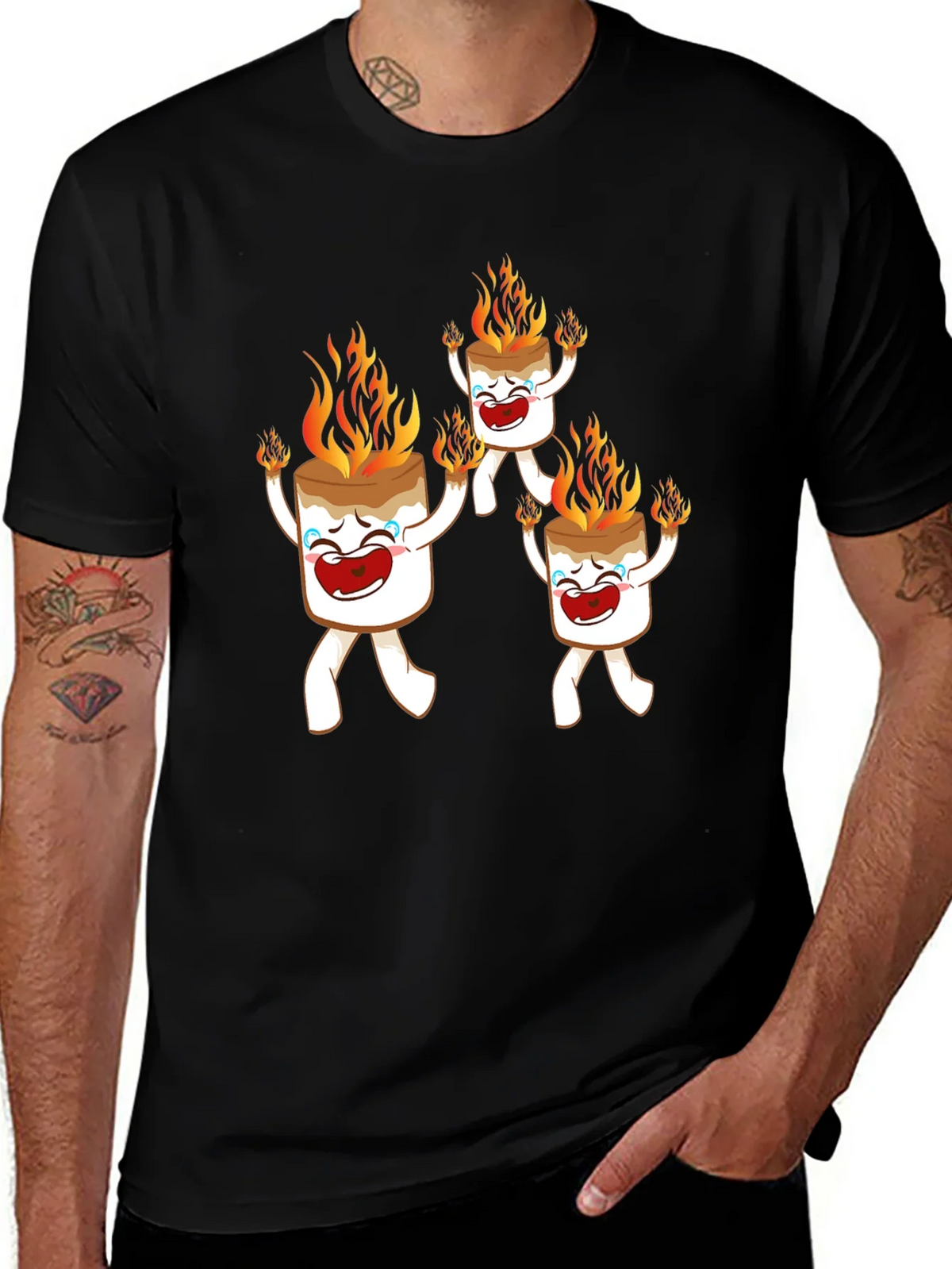 Funny Marshmallow On Fire Graphic Tee product image 1