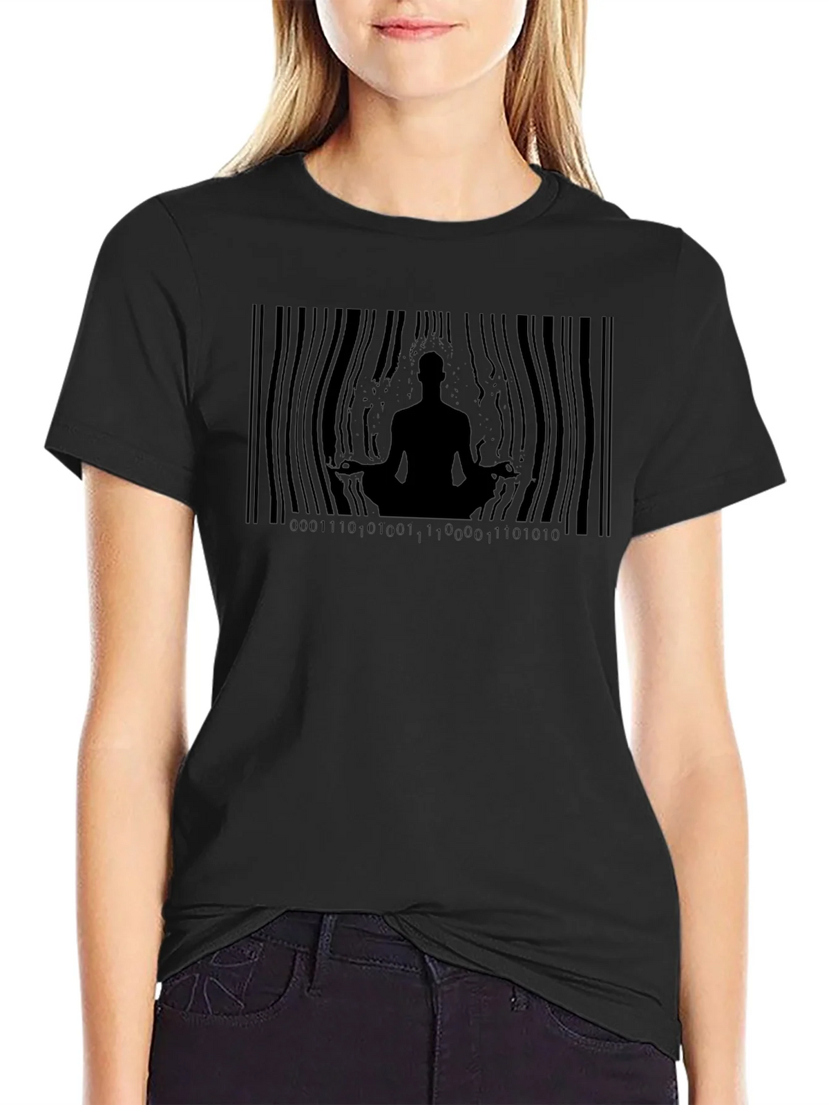 Meditative Binary Barcode T-Shirt product image 2