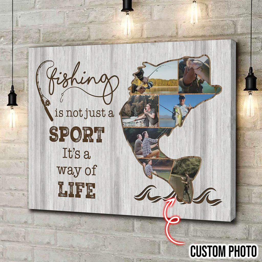Custom Photo Fishing Is Not Just a Sport Canvas Wall Art – Fishing Gift for Dad, Fisherman Wall Decor