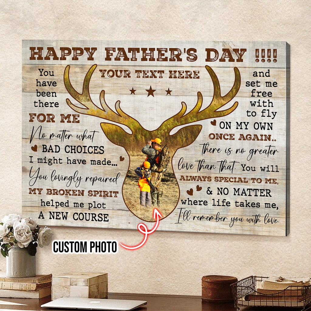 Personalized Happy Father's Day Hunting Canvas – Custom Gift for Dad Hunter, Deer Hunting Wall Art