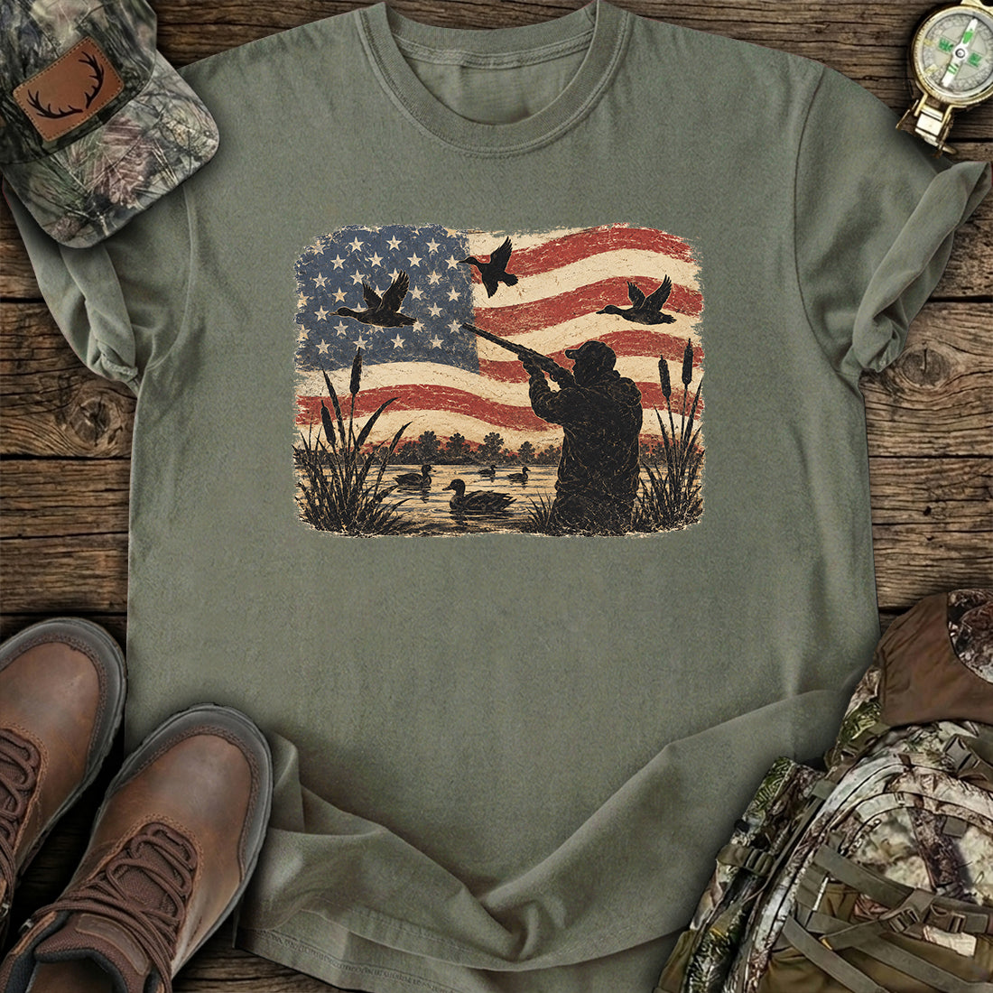 Patriotic Duck Hunting T-Shirt product image 7