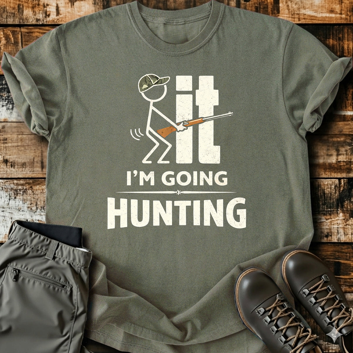 Funny Hunting Stickman T-Shirt product image 5