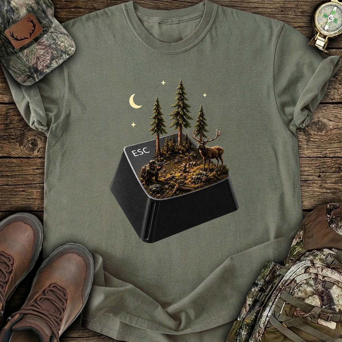 ESC Key Hunting Scene Hunter T-Shirt product image 4