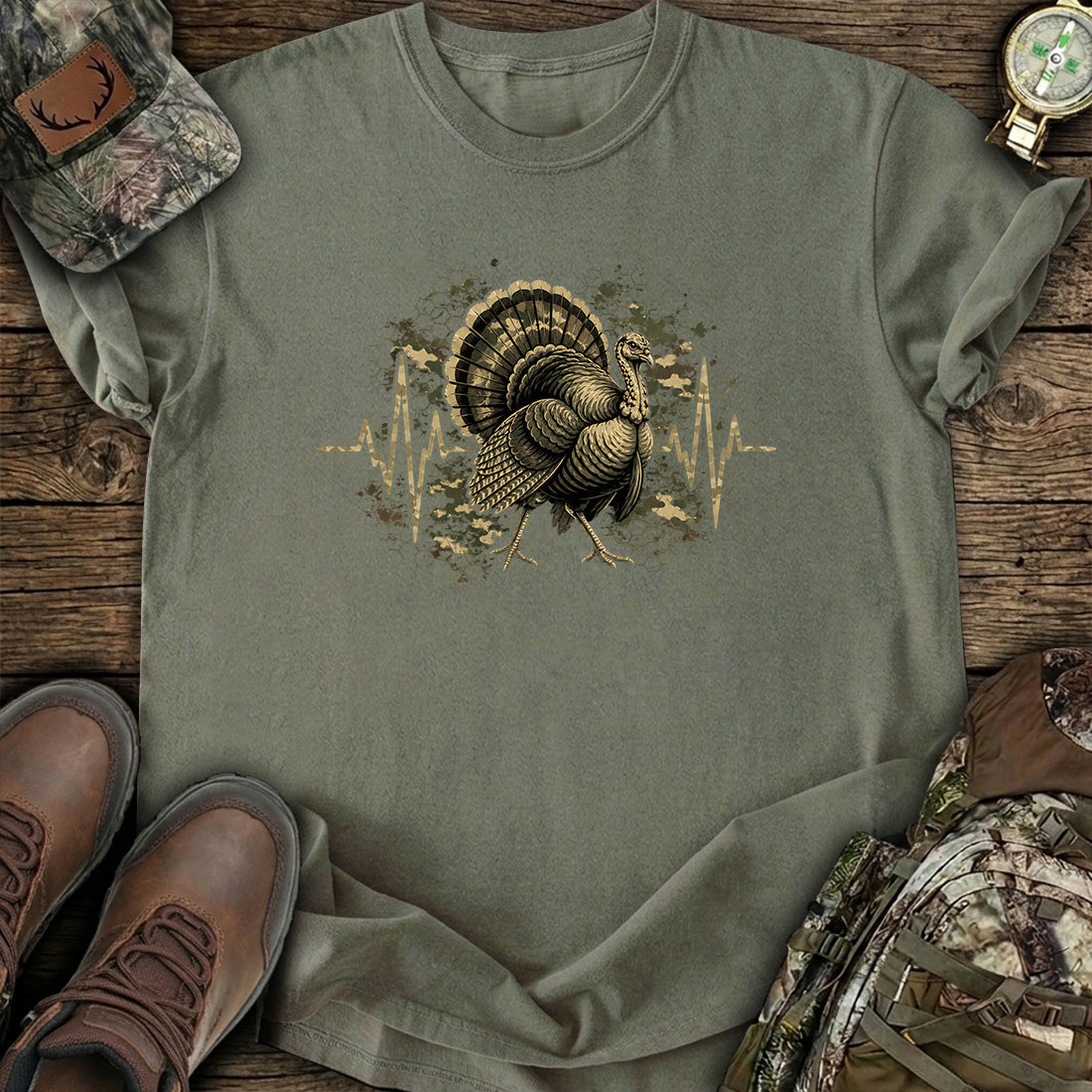 Turkey Hunting Heartbeat T-Shirt product image 6
