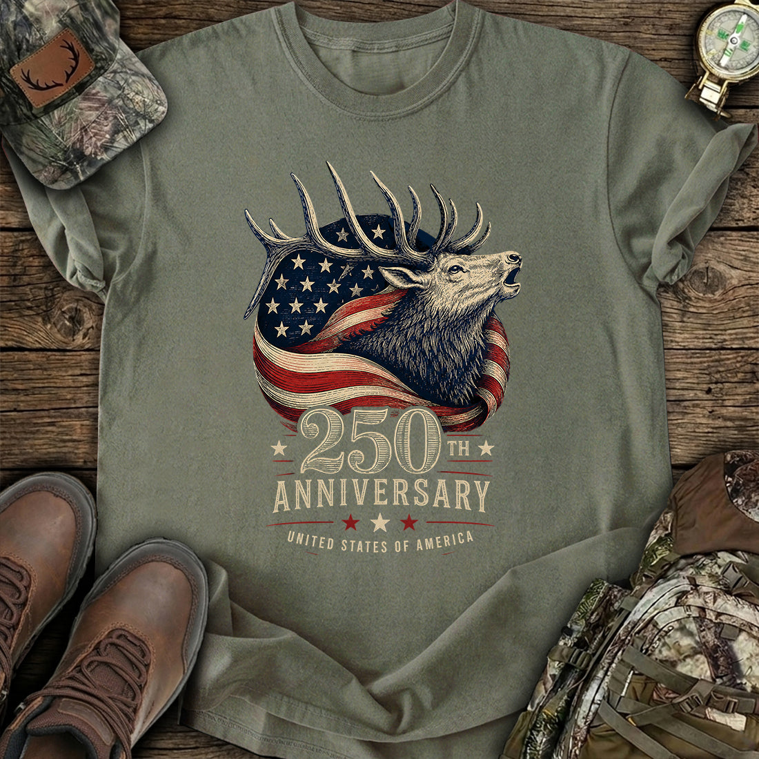Patriotic Elk Hunting T-Shirt product image 2