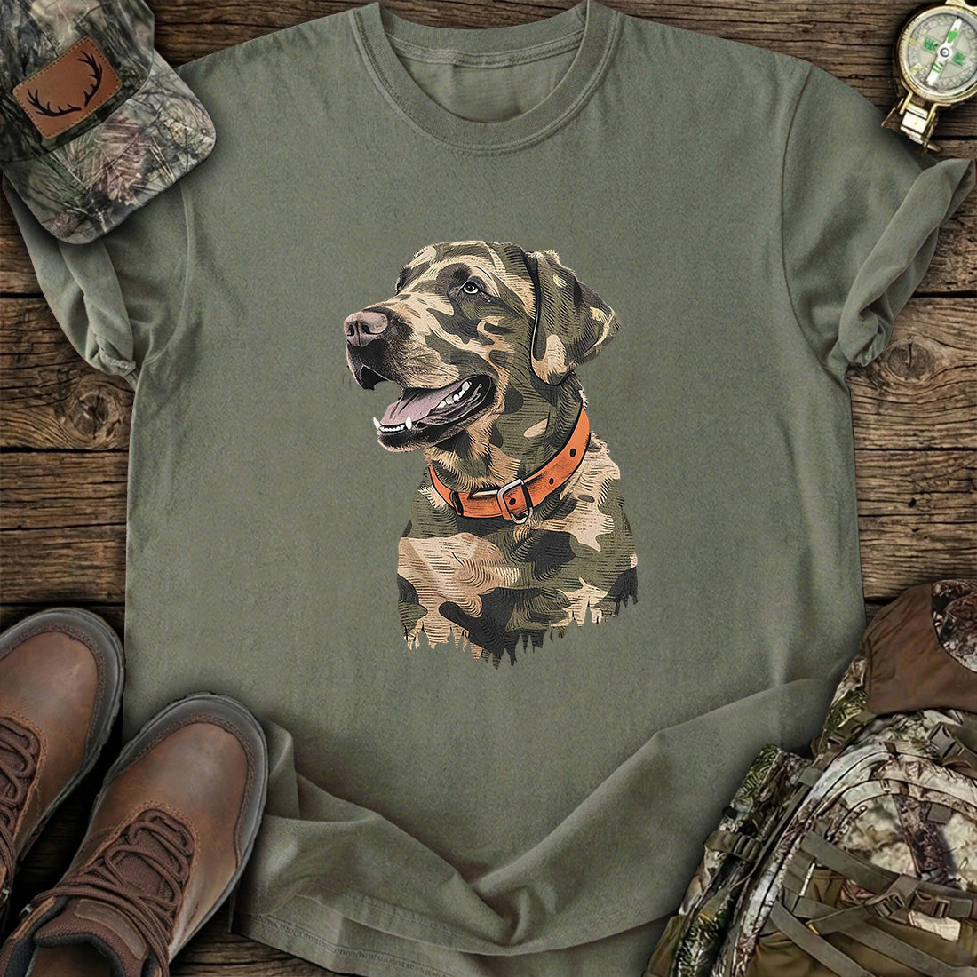 Camo Hunting Dog T-Shirt product image 1