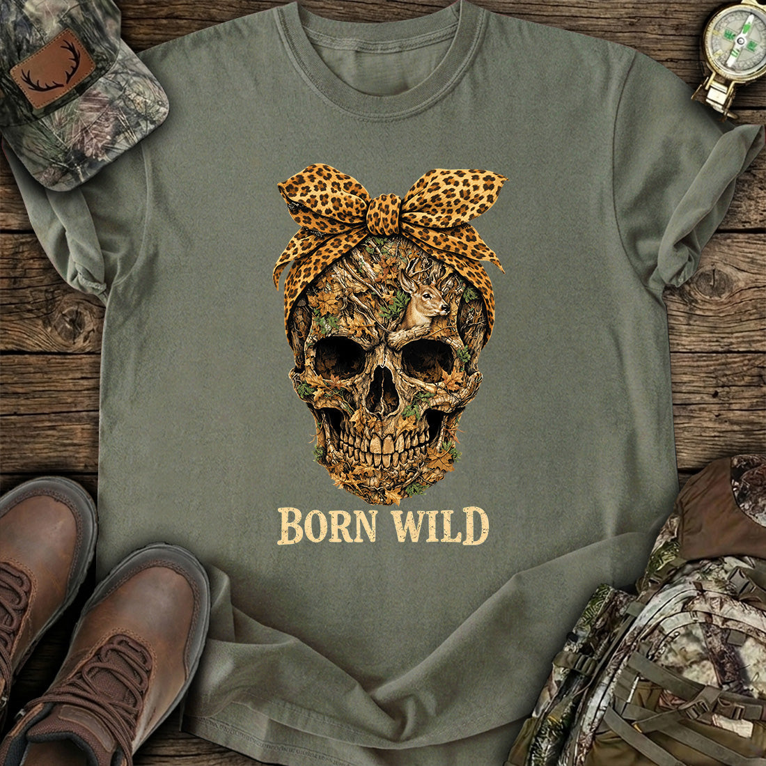 Born Wild Skull Hunting T-Shirt product image 2