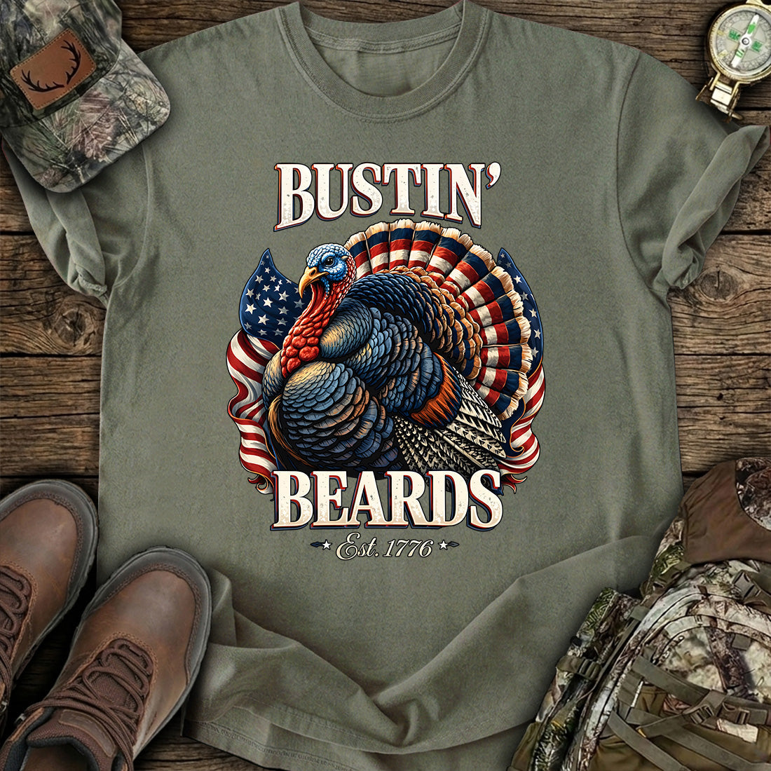 Turkey Hunting Bustin Beards T-Shirt product image 6