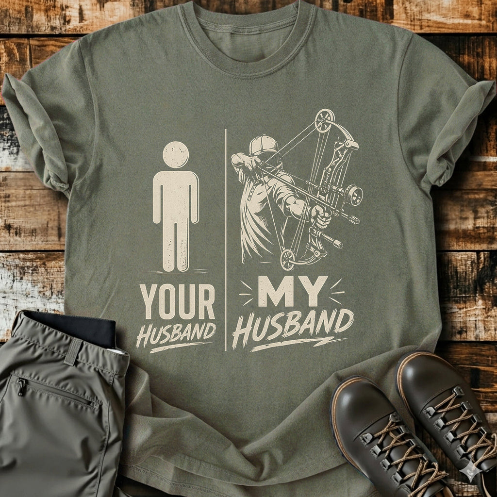 Bow Hunting Husband Funny T-Shirt product image 6