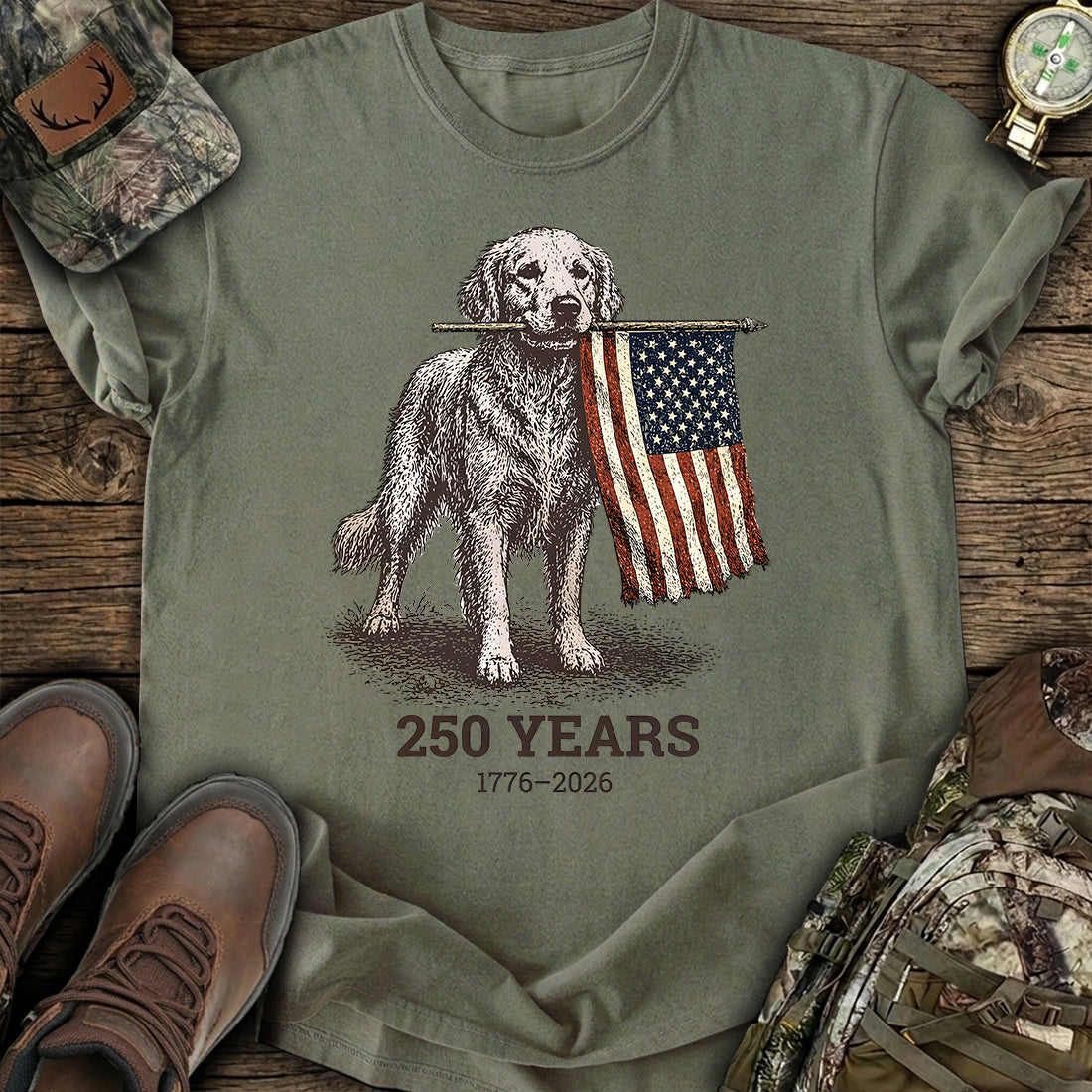 Patriotic Dog 250 Years T-Shirt product image 2