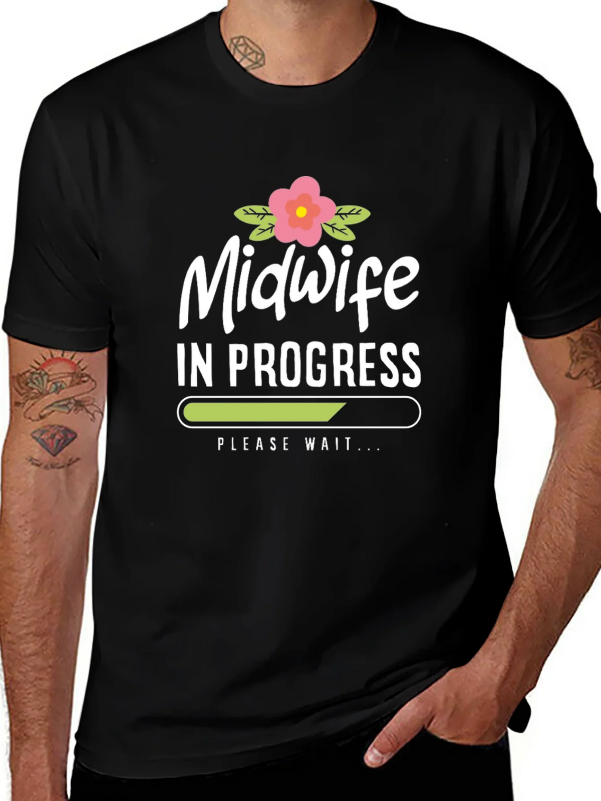 Midwife In Progress Black T-Shirt product image 1