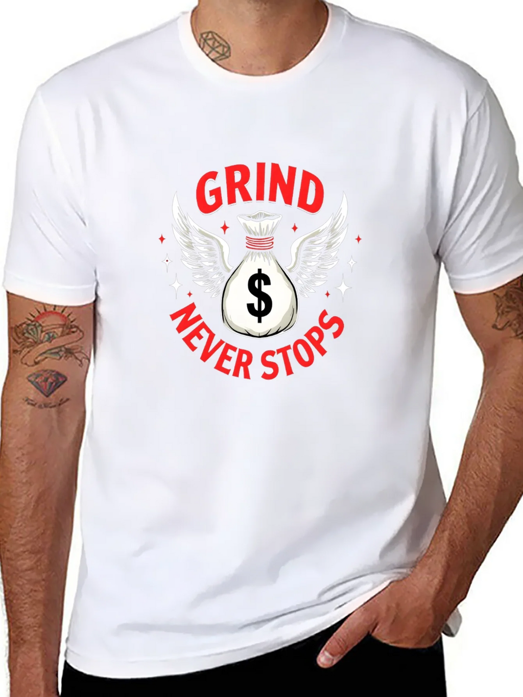 Grind Never Stops Black Graphic T-Shirt