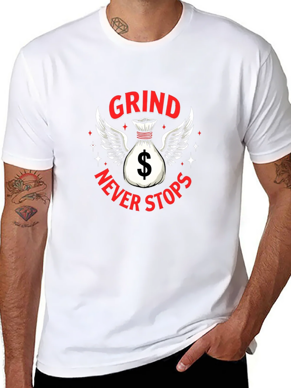 Grind Never Stops Black Graphic T-Shirt