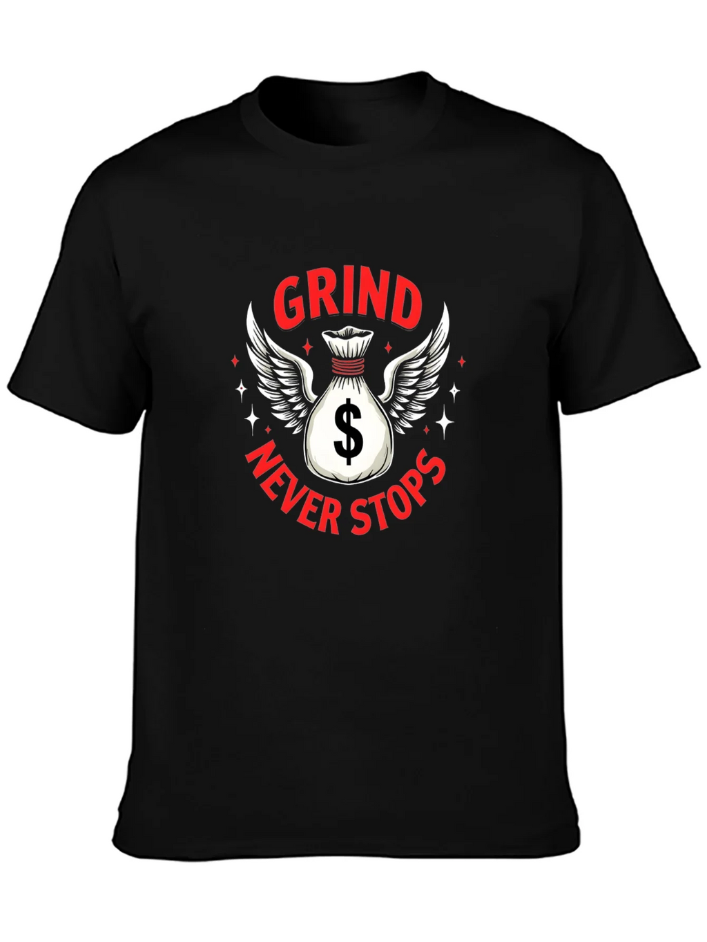 Grind Never Stops Black Graphic T-Shirt