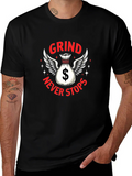 Grind Never Stops Black Graphic T-Shirt